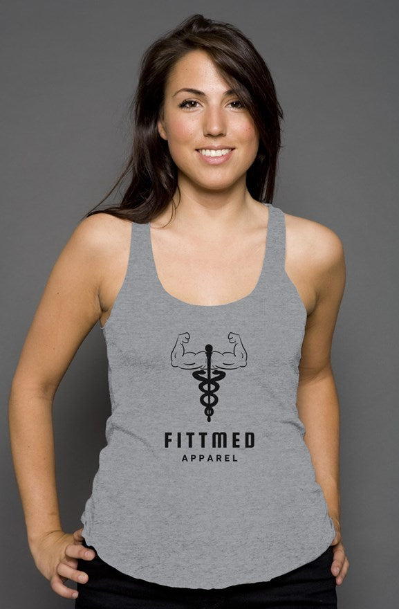 women's racerback tank grey